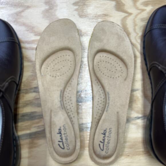 Clarks Cora Poppy Womens Loafers Brown Leather Casual Slip On Flat Shoes Size 8M - Picture 10 of 11